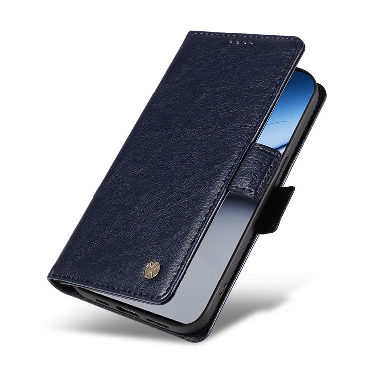 YIKATU YK-007 For OnePlus Nord 4 Case Side Buckle PU Leather Phone Cover Litchi Texture - Navy Blue