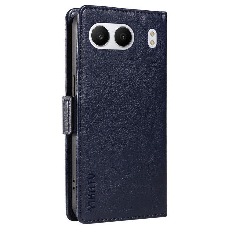YIKATU YK-007 For OnePlus Nord 4 Case Side Buckle PU Leather Phone Cover Litchi Texture - Navy Blue