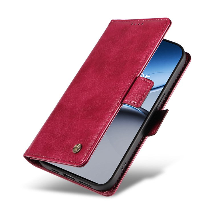 YIKATU YK-007 For OnePlus Nord 4 Case Side Buckle PU Leather Phone Cover Litchi Texture - Wine Red