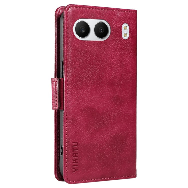 YIKATU YK-007 For OnePlus Nord 4 Case Side Buckle PU Leather Phone Cover Litchi Texture - Wine Red