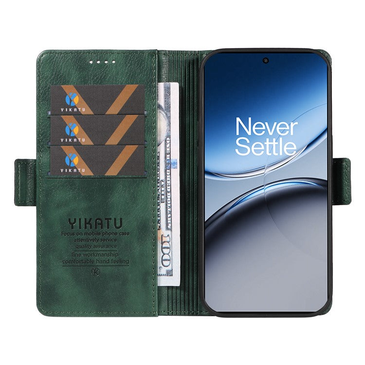 YIKATU YK-007 For OnePlus Nord 4 Case Side Buckle PU Leather Phone Cover Litchi Texture - Green