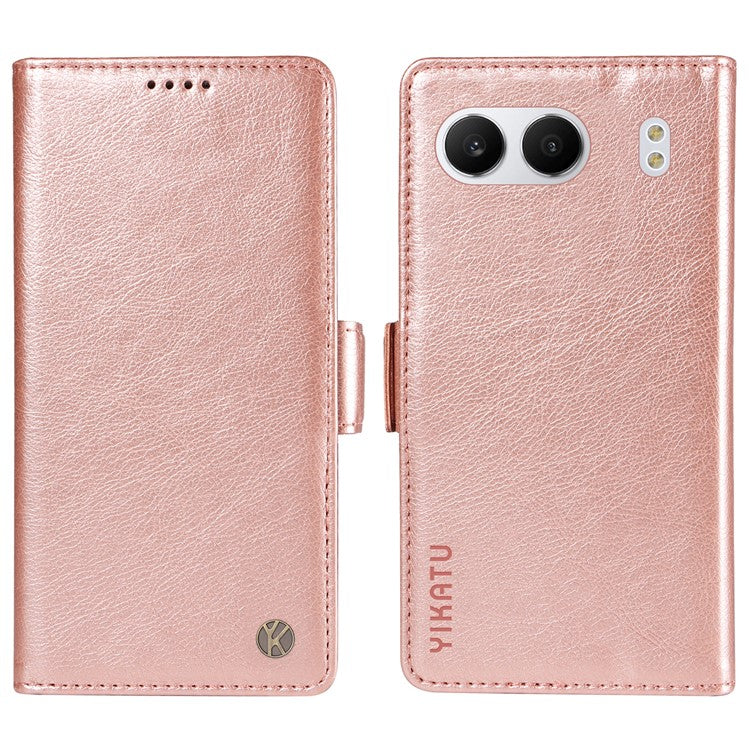 YIKATU YK-007 For OnePlus Nord 4 Case Side Buckle PU Leather Phone Cover Litchi Texture - Rose Gold