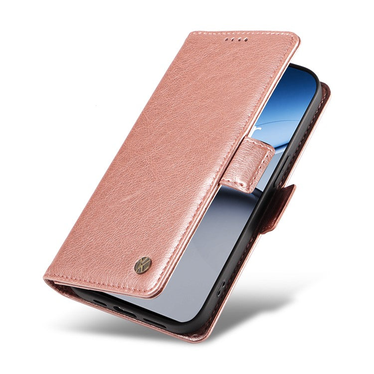 YIKATU YK-007 For OnePlus Nord 4 Case Side Buckle PU Leather Phone Cover Litchi Texture - Rose Gold