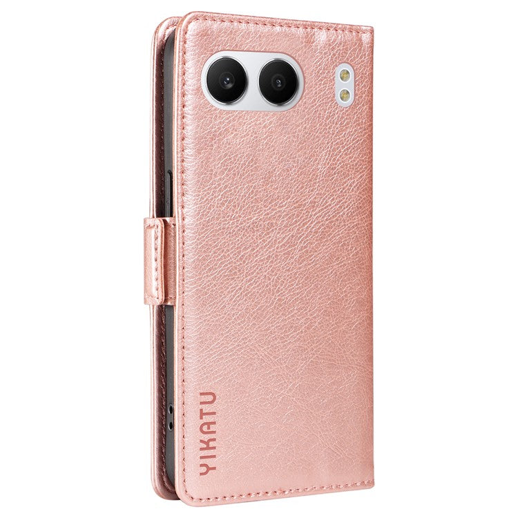 YIKATU YK-007 For OnePlus Nord 4 Case Side Buckle PU Leather Phone Cover Litchi Texture - Rose Gold
