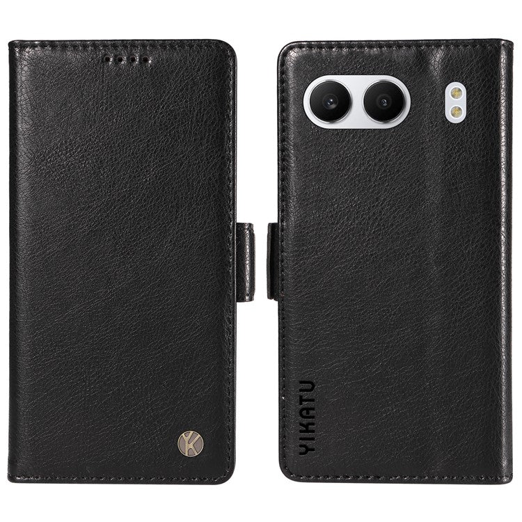 YIKATU YK-007 For OnePlus Nord 4 Case Side Buckle PU Leather Phone Cover Litchi Texture - Black