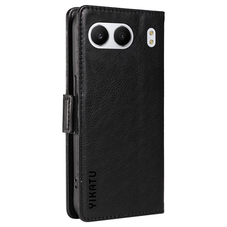 YIKATU YK-007 For OnePlus Nord 4 Case Side Buckle PU Leather Phone Cover Litchi Texture - Black