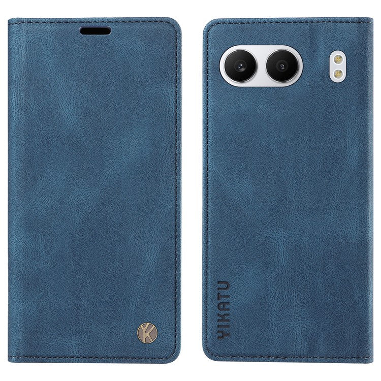 YIKATU YK-004 For OnePlus Nord 4 Case Leather Skin-Touch Phone Cover Magnetic Auto-Absorbed - Blue