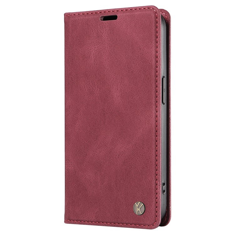 YIKATU YK-004 For OnePlus Nord 4 Case Leather Skin-Touch Phone Cover Magnetic Auto-Absorbed - Wine Red