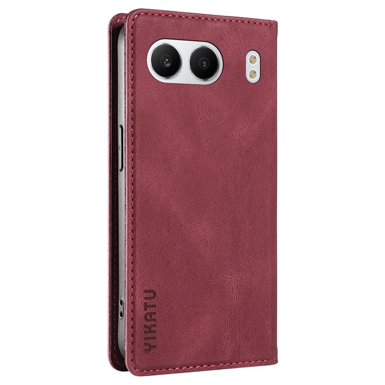 YIKATU YK-004 For OnePlus Nord 4 Case Leather Skin-Touch Phone Cover Magnetic Auto-Absorbed - Wine Red