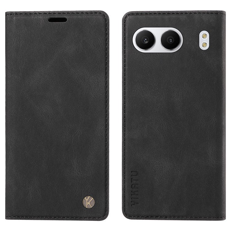 YIKATU YK-004 For OnePlus Nord 4 Case Leather Skin-Touch Phone Cover Magnetic Auto-Absorbed - Black