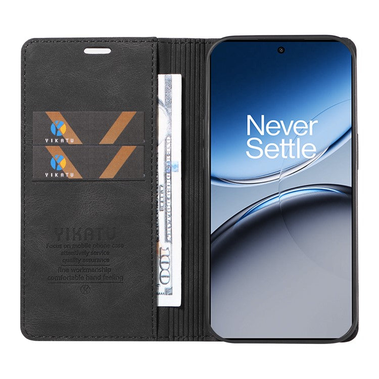 YIKATU YK-004 For OnePlus Nord 4 Case Leather Skin-Touch Phone Cover Magnetic Auto-Absorbed - Black