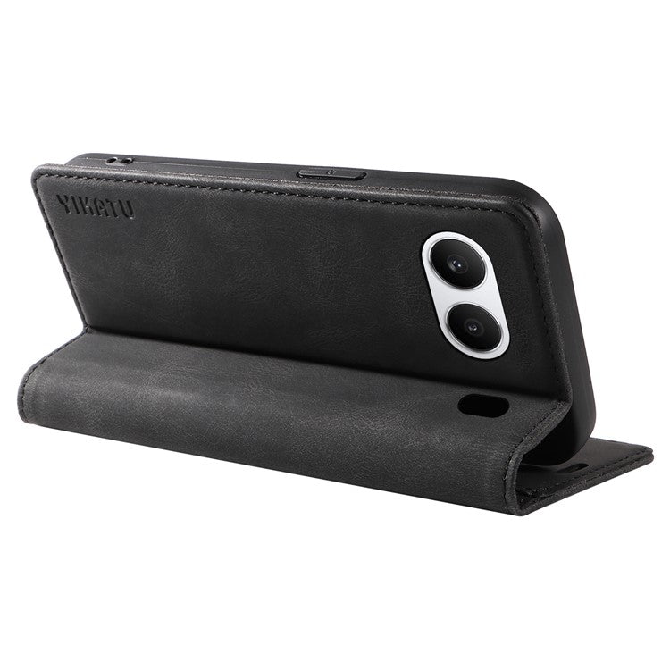 YIKATU YK-004 For OnePlus Nord 4 Case Leather Skin-Touch Phone Cover Magnetic Auto-Absorbed - Black