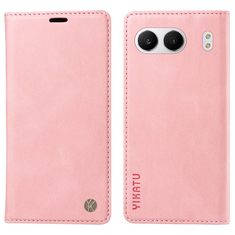 YIKATU YK-004 For OnePlus Nord 4 Case Leather Skin-Touch Phone Cover Magnetic Auto-Absorbed - Pink