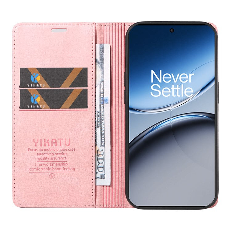 YIKATU YK-004 For OnePlus Nord 4 Case Leather Skin-Touch Phone Cover Magnetic Auto-Absorbed - Pink