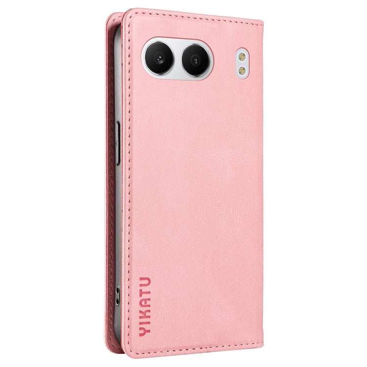YIKATU YK-004 For OnePlus Nord 4 Case Leather Skin-Touch Phone Cover Magnetic Auto-Absorbed - Pink