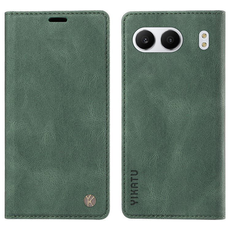 YIKATU YK-004 For OnePlus Nord 4 Case Leather Skin-Touch Phone Cover Magnetic Auto-Absorbed - Green