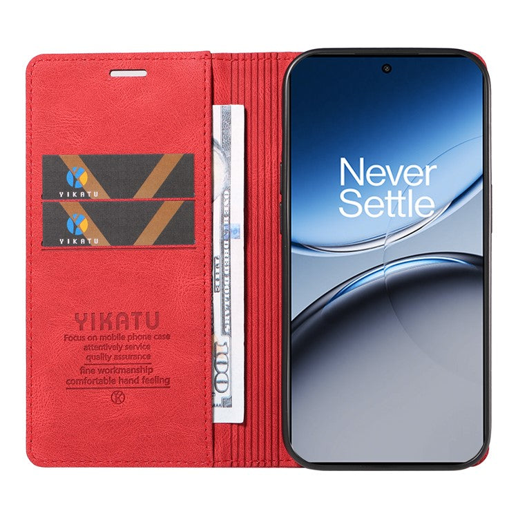 YIKATU YK-004 For OnePlus Nord 4 Case Leather Skin-Touch Phone Cover Magnetic Auto-Absorbed - Red