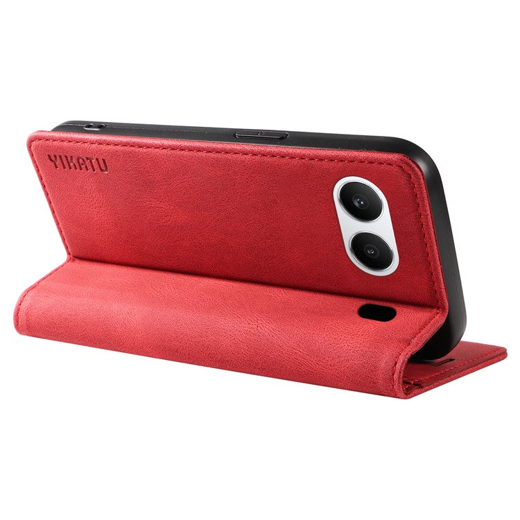 YIKATU YK-004 For OnePlus Nord 4 Case Leather Skin-Touch Phone Cover Magnetic Auto-Absorbed - Red