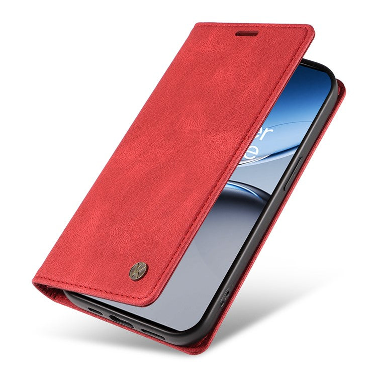 YIKATU YK-004 For OnePlus Nord 4 Case Leather Skin-Touch Phone Cover Magnetic Auto-Absorbed - Red