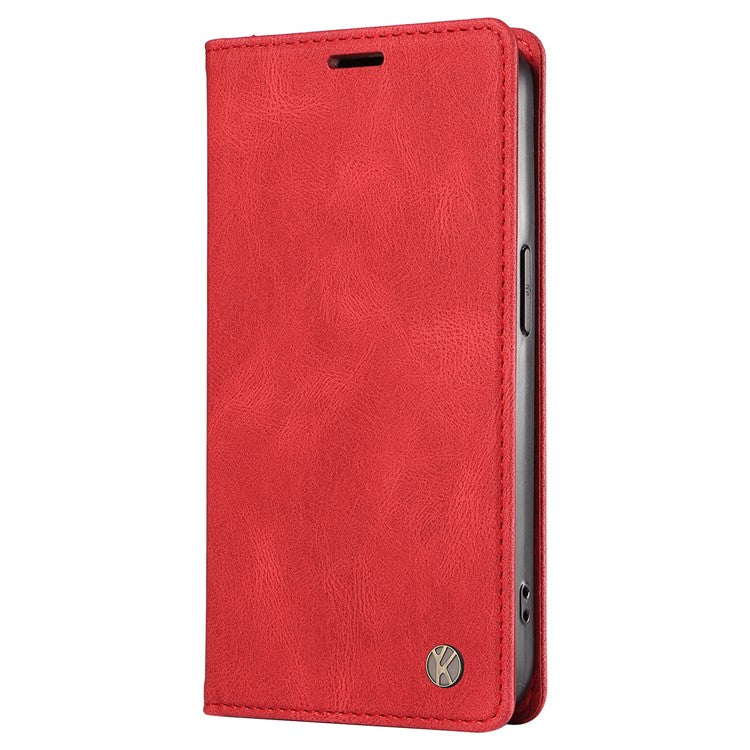 YIKATU YK-004 For OnePlus Nord 4 Case Leather Skin-Touch Phone Cover Magnetic Auto-Absorbed - Red