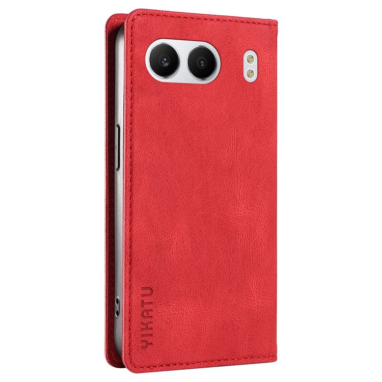 YIKATU YK-004 For OnePlus Nord 4 Case Leather Skin-Touch Phone Cover Magnetic Auto-Absorbed - Red