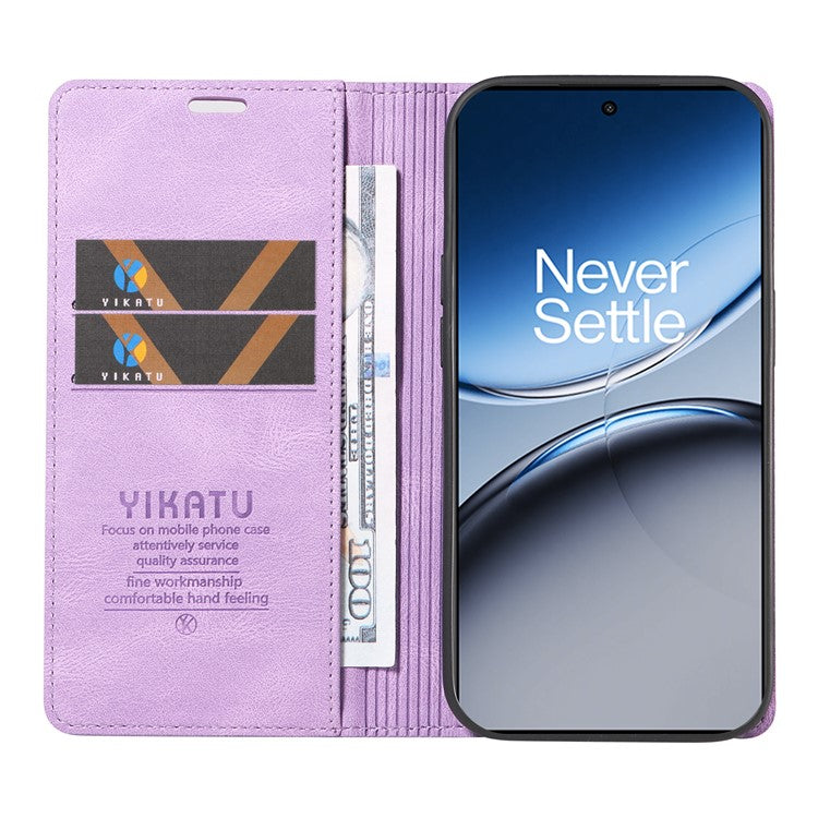 YIKATU YK-004 For OnePlus Nord 4 Case Leather Skin-Touch Phone Cover Magnetic Auto-Absorbed - Purple