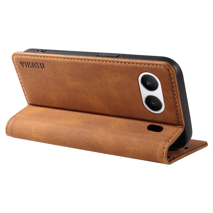 YIKATU YK-004 For OnePlus Nord 4 Case Leather Skin-Touch Phone Cover Magnetic Auto-Absorbed - Brown