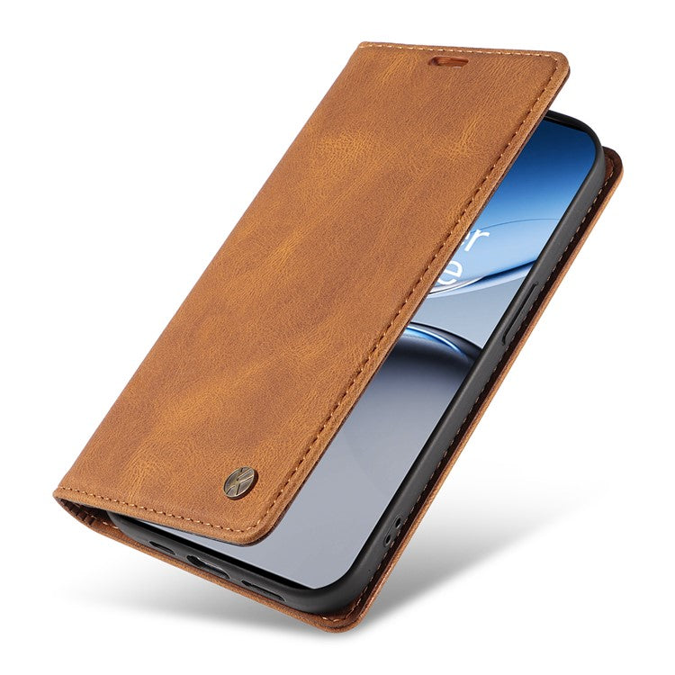 YIKATU YK-004 For OnePlus Nord 4 Case Leather Skin-Touch Phone Cover Magnetic Auto-Absorbed - Brown