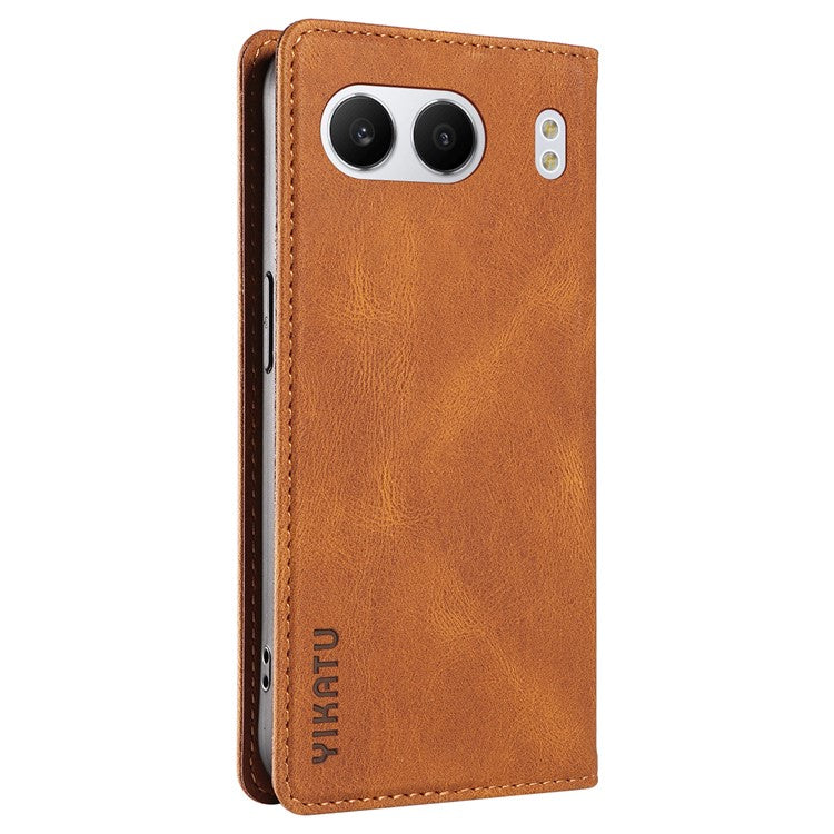YIKATU YK-004 For OnePlus Nord 4 Case Leather Skin-Touch Phone Cover Magnetic Auto-Absorbed - Brown