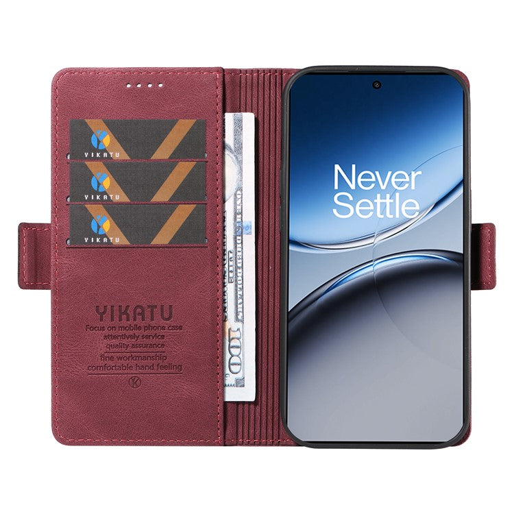 YIKATU YK-005 For OnePlus Nord 4 Case PU Leather Wallet Phone Cover Skin Touch Feeling - Wine Red