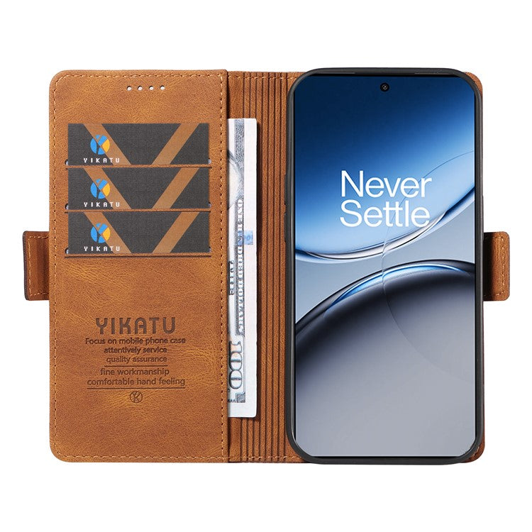 YIKATU YK-005 For OnePlus Nord 4 Case PU Leather Wallet Phone Cover Skin Touch Feeling - Brown