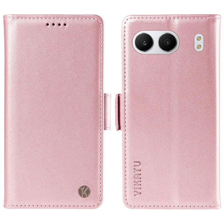 YIKATU YK-003 For OnePlus Nord 4 Case Wallet Stand Leather Phone Cover Side Buckle - Rose Gold