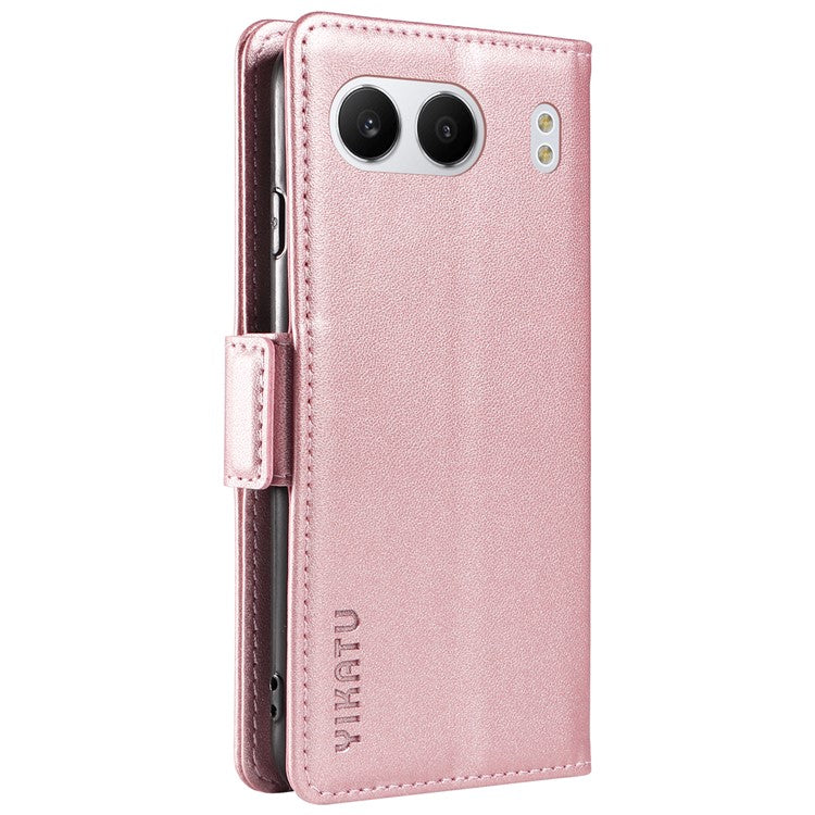 YIKATU YK-003 For OnePlus Nord 4 Case Wallet Stand Leather Phone Cover Side Buckle - Rose Gold