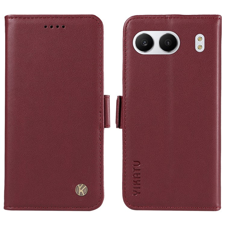 YIKATU YK-003 For OnePlus Nord 4 Case Wallet Stand Leather Phone Cover Side Buckle - Wine Red