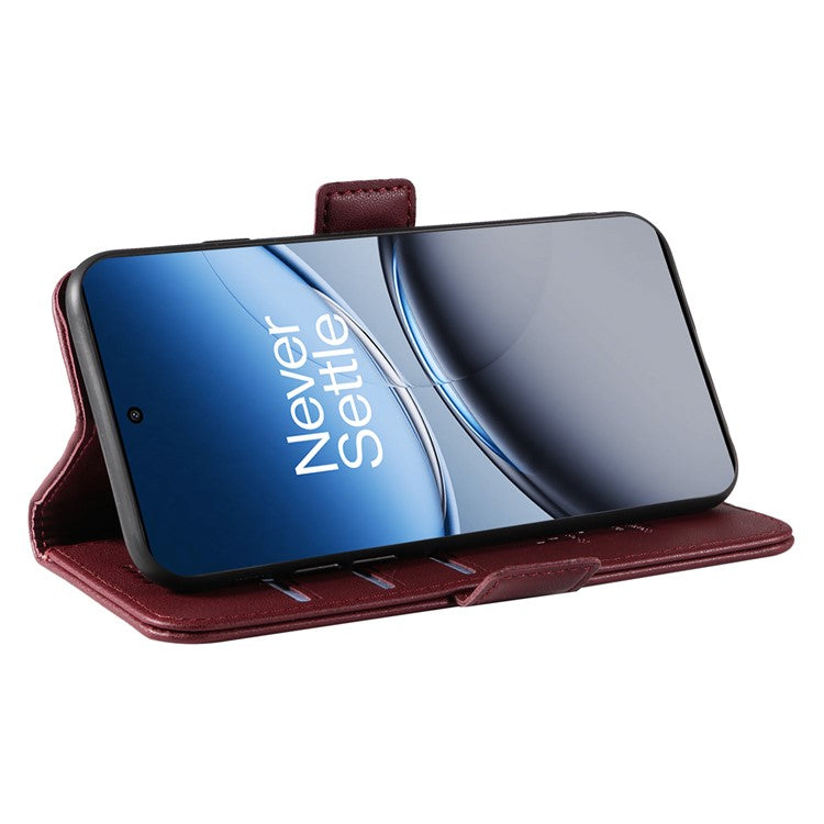 YIKATU YK-003 For OnePlus Nord 4 Case Wallet Stand Leather Phone Cover Side Buckle - Wine Red