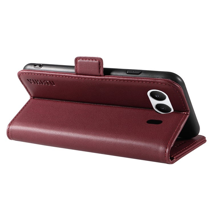 YIKATU YK-003 For OnePlus Nord 4 Case Wallet Stand Leather Phone Cover Side Buckle - Wine Red