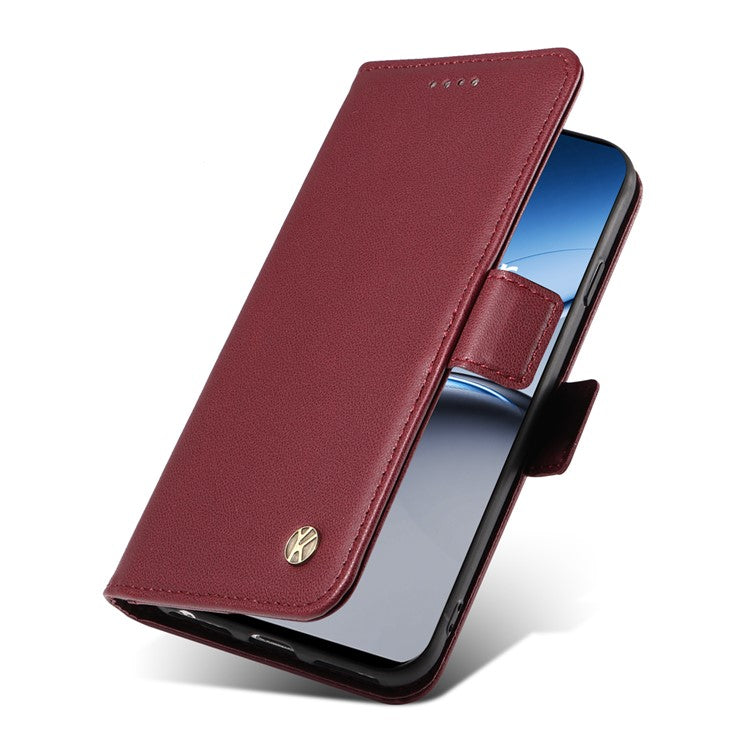 YIKATU YK-003 For OnePlus Nord 4 Case Wallet Stand Leather Phone Cover Side Buckle - Wine Red