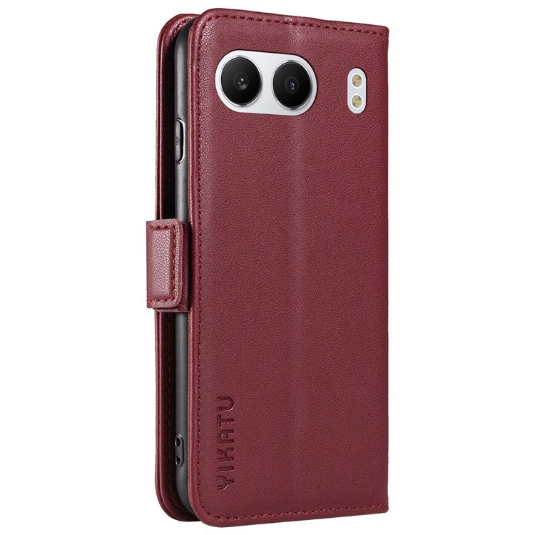YIKATU YK-003 For OnePlus Nord 4 Case Wallet Stand Leather Phone Cover Side Buckle - Wine Red