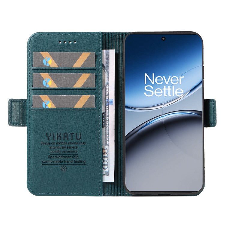 YIKATU YK-003 For OnePlus Nord 4 Case Wallet Stand Leather Phone Cover Side Buckle - Green