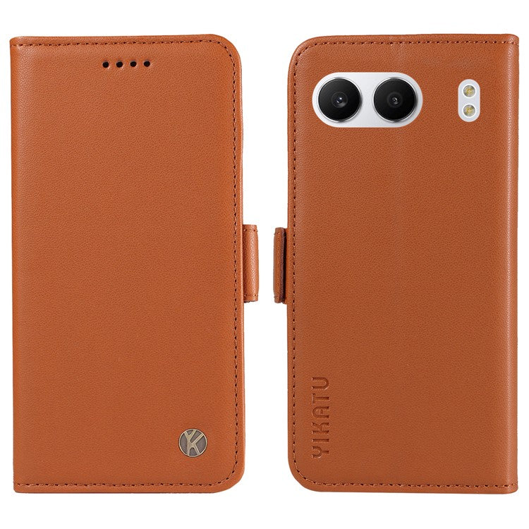 YIKATU YK-003 For OnePlus Nord 4 Case Wallet Stand Leather Phone Cover Side Buckle - Brown