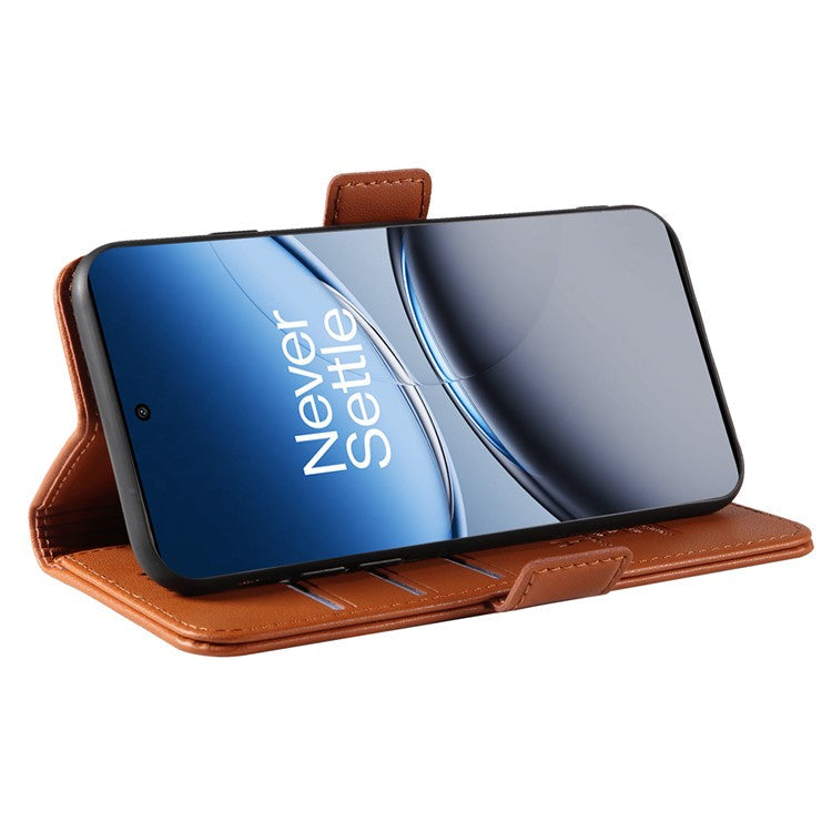 YIKATU YK-003 For OnePlus Nord 4 Case Wallet Stand Leather Phone Cover Side Buckle - Brown