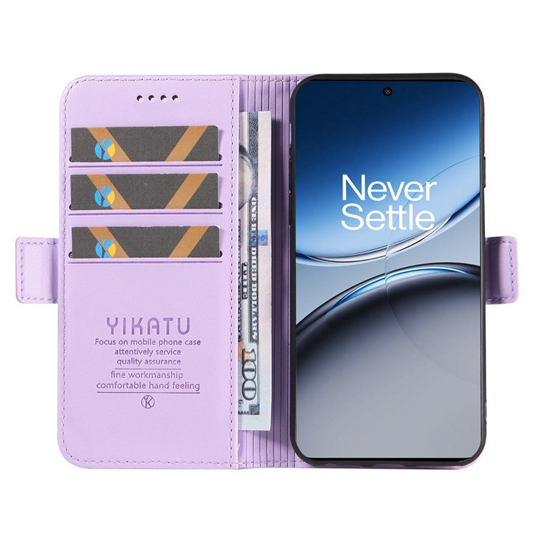 YIKATU YK-003 For OnePlus Nord 4 Case Wallet Stand Leather Phone Cover Side Buckle - Light Purple