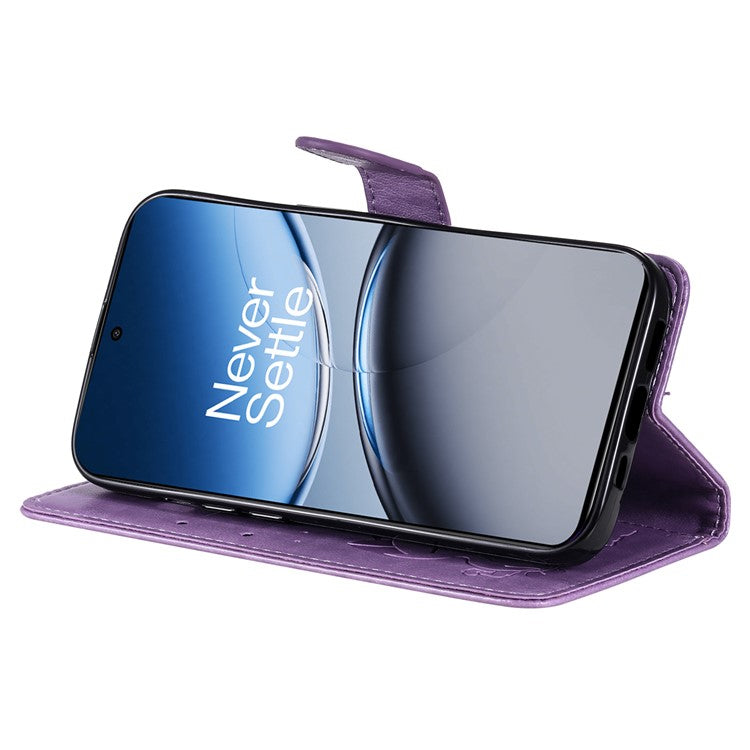 KT Imprinting Flower Series-4 For OnePlus Nord 4 Case Cat Bee Pattern Flip Leather Phone Cover - Light Purple