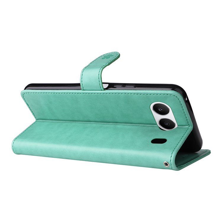 KT Imprinting Flower Series-4 For OnePlus Nord 4 Case Cat Bee Pattern Flip Leather Phone Cover - Green