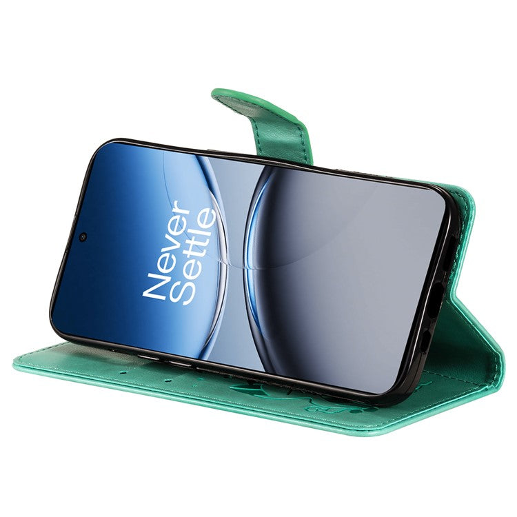 KT Imprinting Flower Series-4 For OnePlus Nord 4 Case Cat Bee Pattern Flip Leather Phone Cover - Green