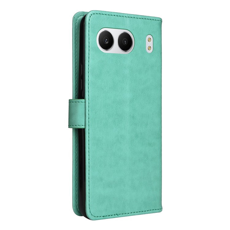 KT Imprinting Flower Series-4 For OnePlus Nord 4 Case Cat Bee Pattern Flip Leather Phone Cover - Green