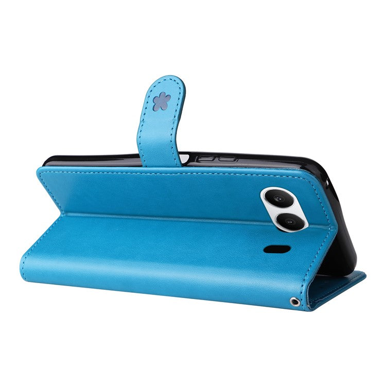 KT Imprinting Flower Series-4 For OnePlus Nord 4 Case Cat Bee Pattern Flip Leather Phone Cover - Blue