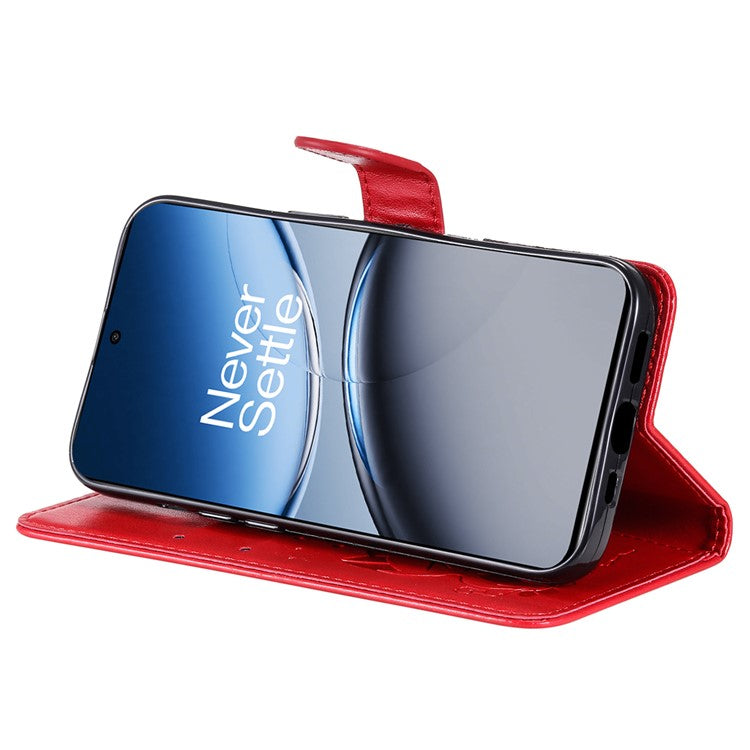 KT Imprinting Flower Series-4 For OnePlus Nord 4 Case Cat Bee Pattern Flip Leather Phone Cover - Red