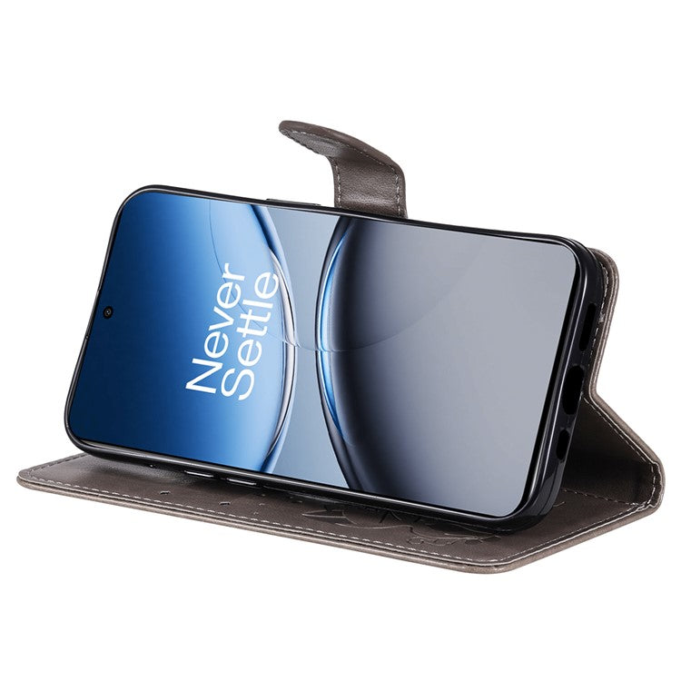 KT Imprinting Flower Series-4 For OnePlus Nord 4 Case Cat Bee Pattern Flip Leather Phone Cover - Grey