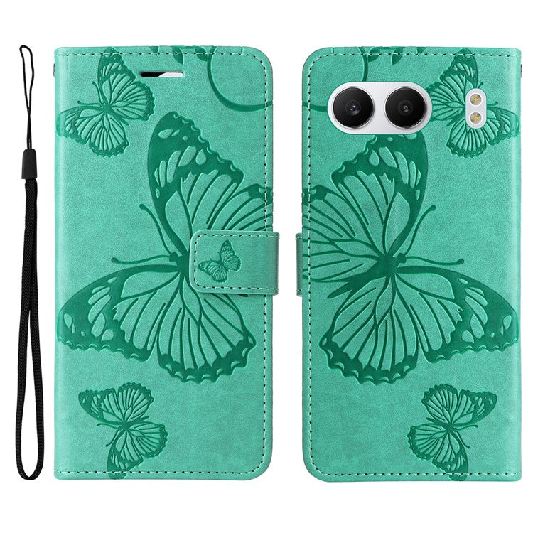 KT Imprinting Flower Series-2 For OnePlus Nord 4 Case Floral Butterfly Leather Wallet Phone Cover - Green
